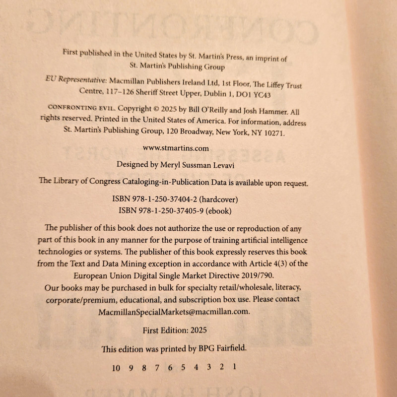 Confronting Evil Assessing the Worst of the Worst (HC 2025) Bill O'Reilly 1st Ed gallery