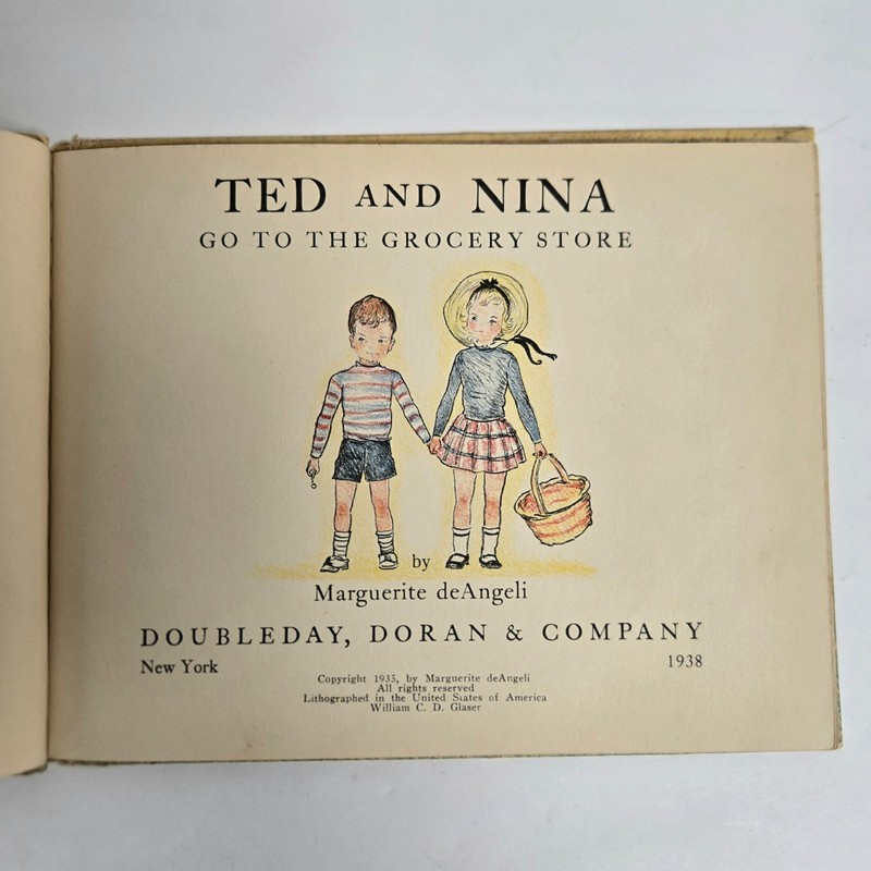 1938 Ted and Nina Go To The Grocery Store UNUSUAL! ~ Marguerite de Angeli Signed gallery