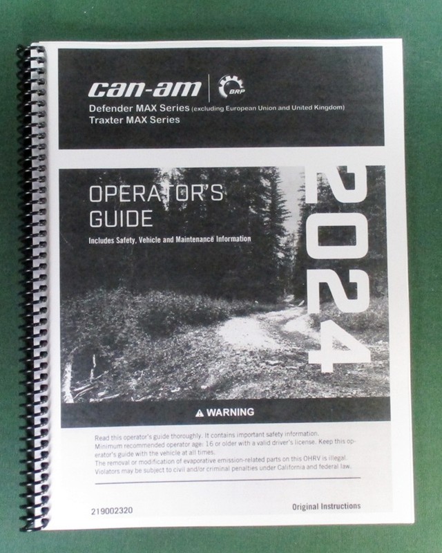 2024 Can-Am Traxter MAX XU HD10 Owner’s Manual: 252 Pages & Protective Covers