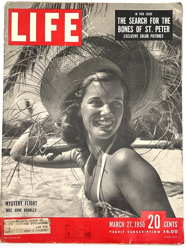 VINTAGE LIFE MAGAZINE – MARCH 27, 1950 ISSUE – MYSTERY FLIGHT MRS. ANNE BROMLEY