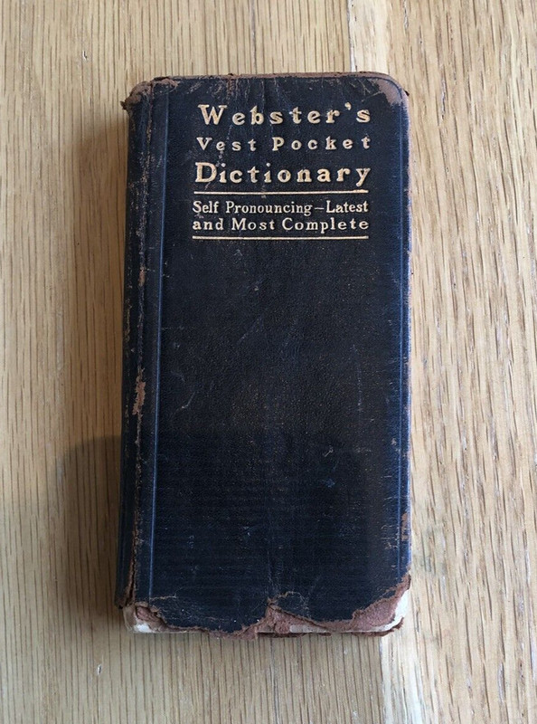 Webster’s Vest Picket Dictionary – c1920s – 3x 5.5 inches