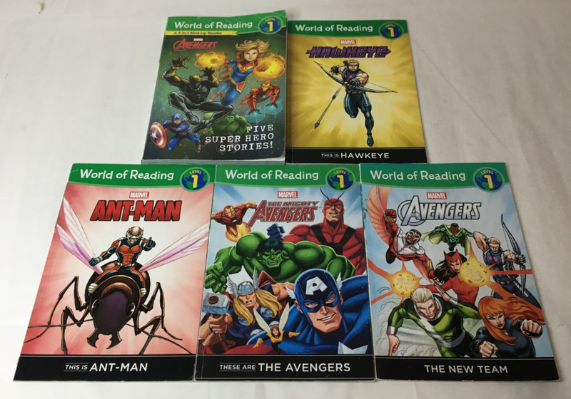 Lot of 9 in 5 Marvel Super Hero WORLD OF READING Books / Level 1 / Early Readers