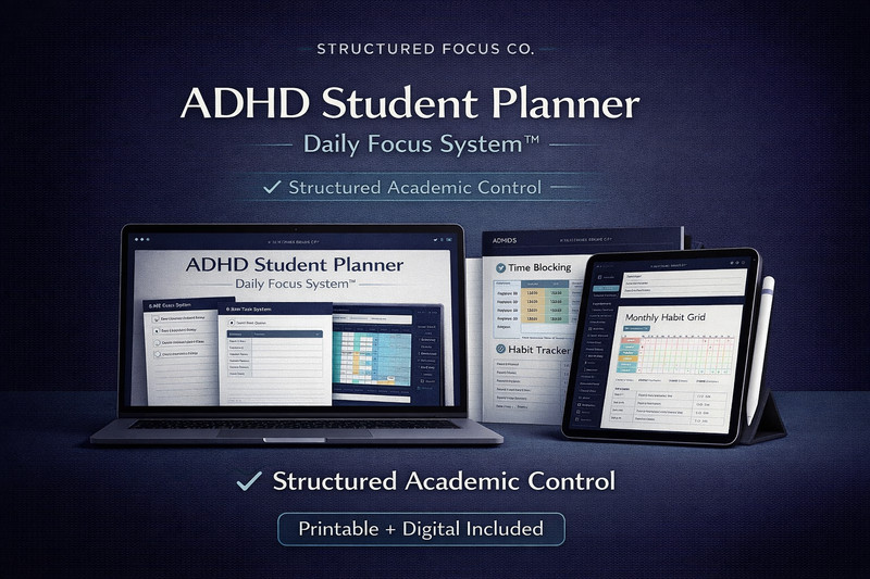 ADHD Student Planner PDF | Printable Study Planner | Focus System
