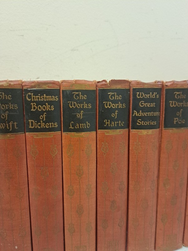 Lot Of 23 Red Antiquarian Books-Black's Readers Service-Works Of Kipling-Hugo++ gallery