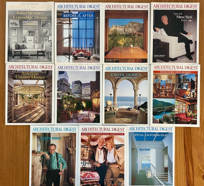 Lots of ARCHITECTURAL DIGEST Magazines by Year 1990 to 2015 +Celebrity Homes Eds gallery