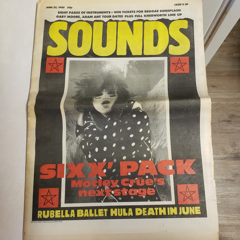Vintage 1980s Rock Sounds Music Paper Magazine June 22, 1985 Motley Crue Cover