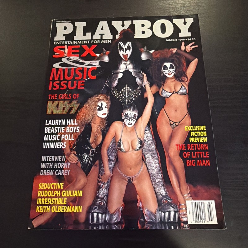 Playboy Magazine March 1999 Kiss Cover With Center Fold & Kiss Poster Vintage