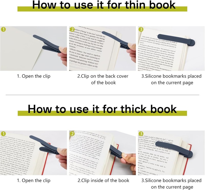 3Pcs Automatic Bookmark, Silicone Smart Book Marks for Reading Women, Men, Kids gallery