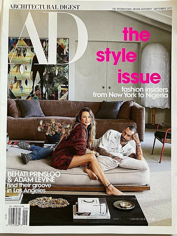 BEHATI PRINSLOO & ADAM LEVINE September 2021 ARCHITECTURAL DIGEST Magazine