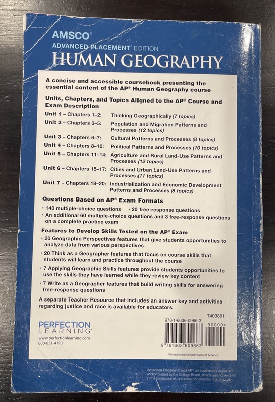 Amsco Advanced Placement Human Geography Second Edition 978-1-6636-0966-3 GOOD gallery