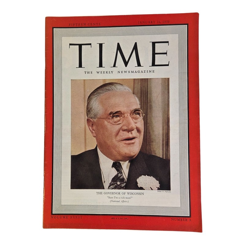 TIME Magazine January 16 1939 Issue 3 Philip La Follette Weekly News TIME Inc.