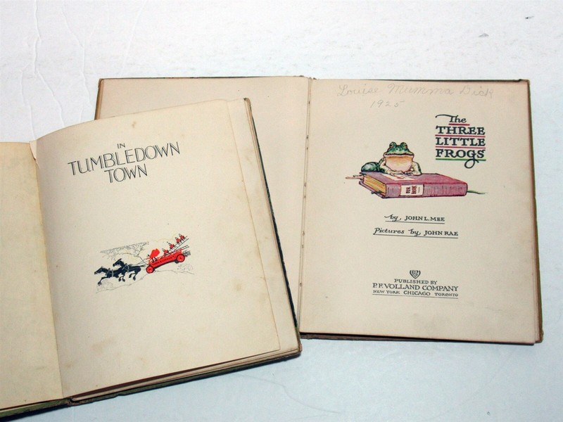 Vtg 1920s Volland Co HC Book Three Little Frogs John Mee Rae & Tumbledown Town gallery