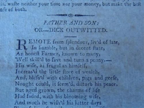 FATHER & SON: OR–DICK OUTWITTED w/ Benjamin Franklin 1818 Chapbook fragment