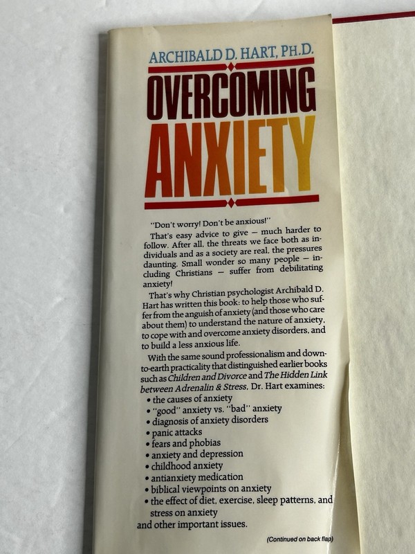 Overcoming Anxiety - Hardcover By Hart, Archibald D. Hart gallery