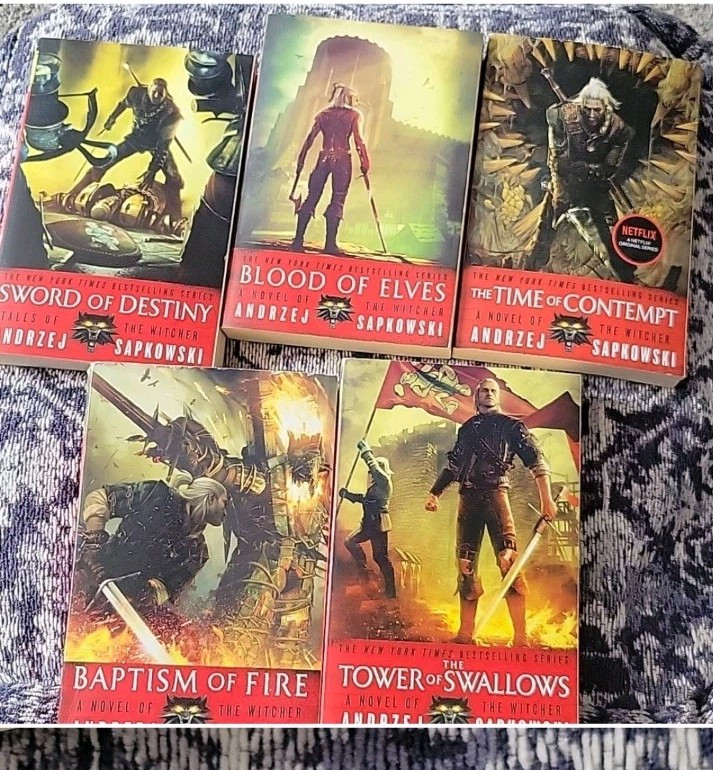 Andrzej Sapkowski The Witcher Series, Set of 5 Paperback Books