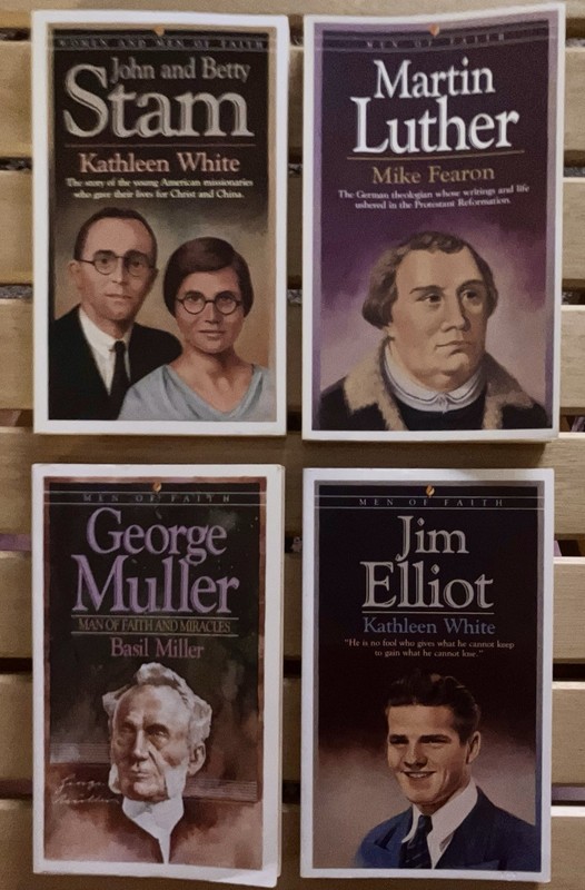 Lot Of 4 Men Of Faith Series Jim Elliot Luther John Betty Stam George Muller VTG