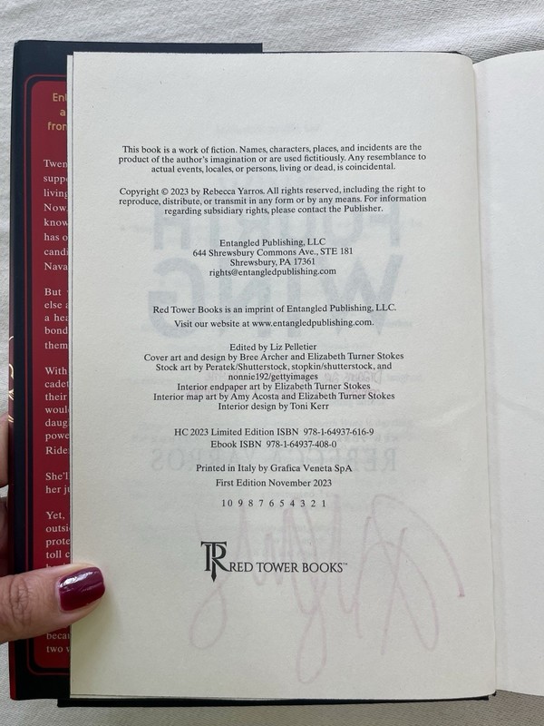 Fourth Wing Holiday Edition Rebecca Yarros SIGNED & STAMPED QUOTE First Print gallery