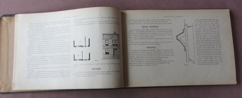 1905 Practical Lessons in Architectural Drawing Tuthill Plans Elevations Details gallery