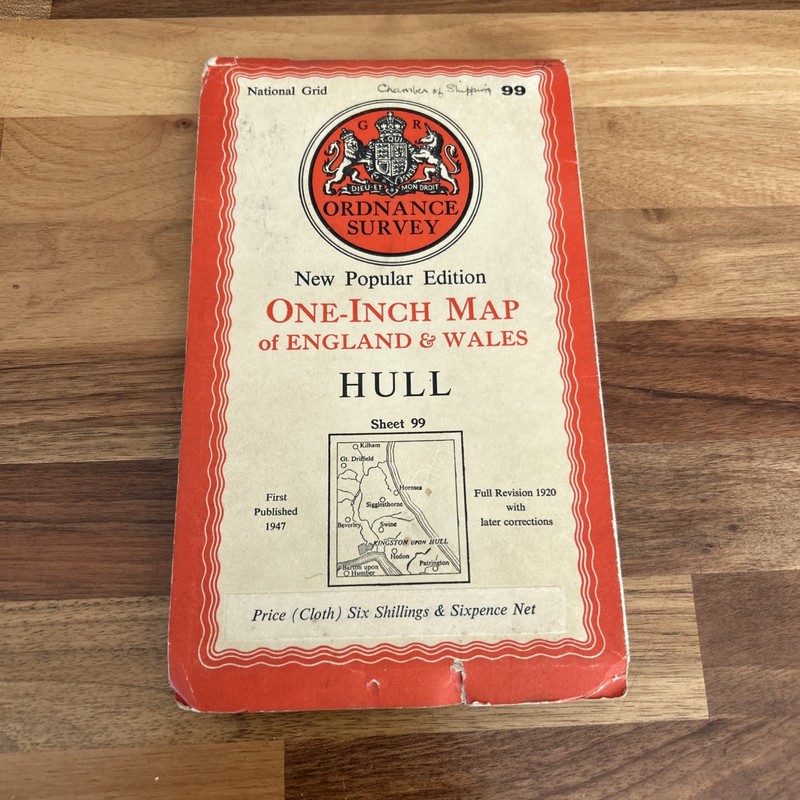 HULL Sheet 99 1947 CLOTH Sixth Edition Ordnance Survey 1 Inch Hornsea