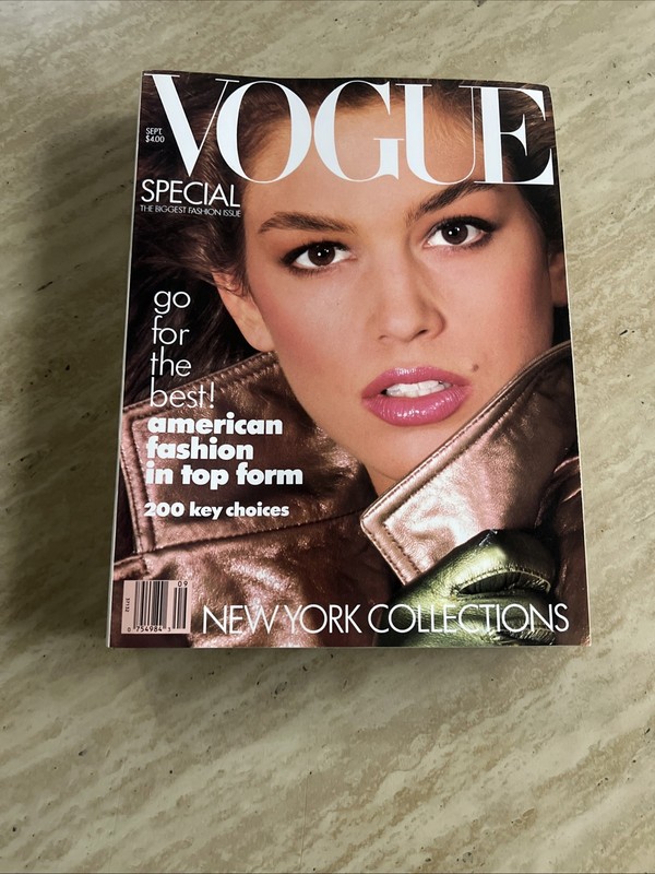 Vogue September 1987 Cindy Crawford Richard Avedon cover. Mint