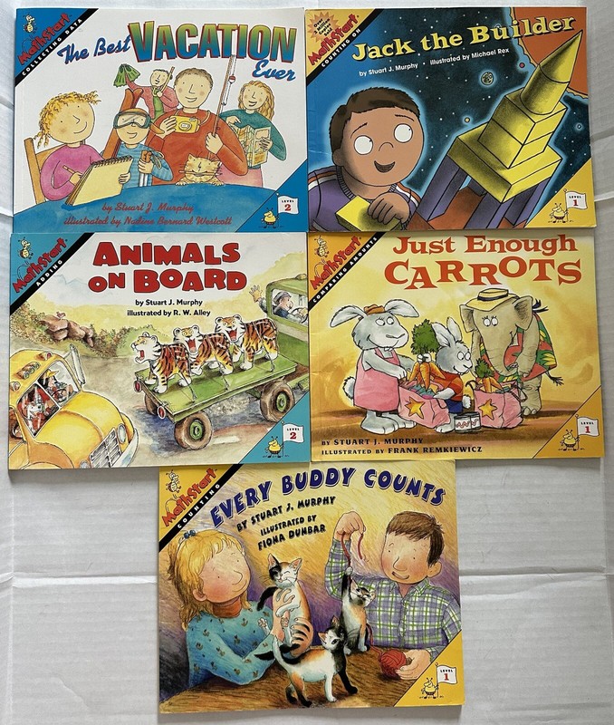 MathStart Lot 5 Books level 1 & 2 Best vacation Jack builder Elementary Math