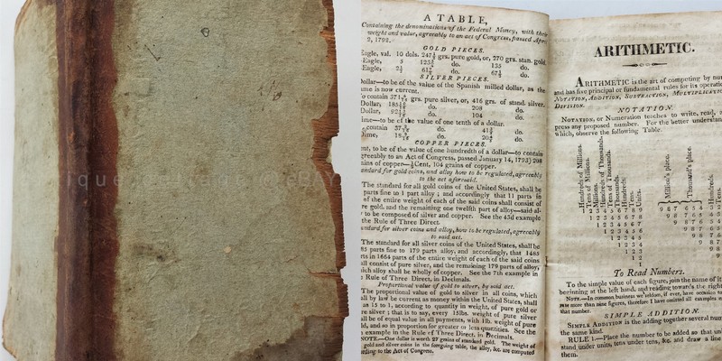 1811 antique ARITHMETIC BOOK scholars guide RULES MENSURATION PLANES SOLIDS