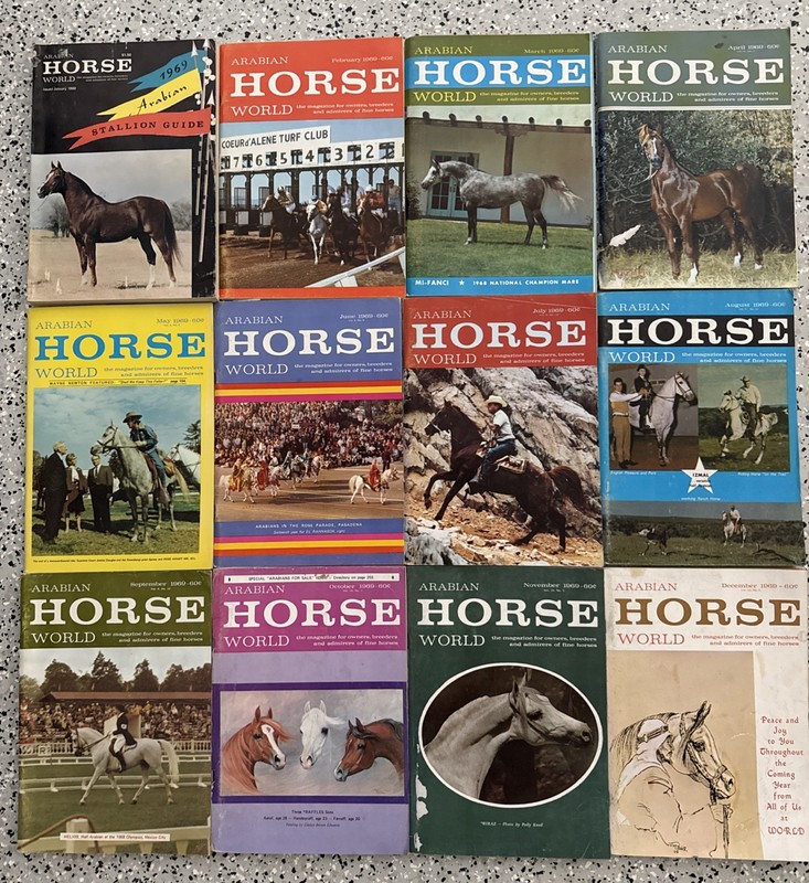 Arabian Horse World Magazine Lot of 12 Magazines Full Year 1969 Equine Farm USA