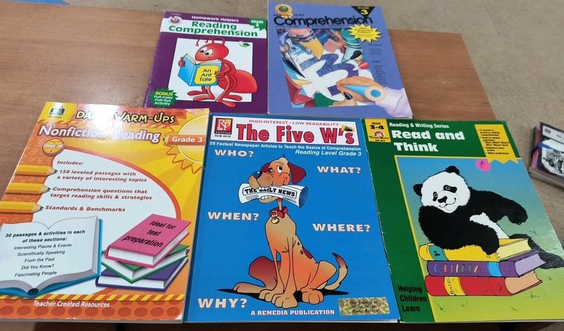 5 reading and comprehension books, grades 3-4