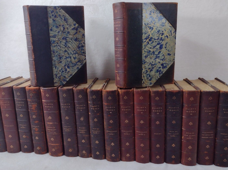Works of George Eliot Buckner Library Edition Complete 18 Volume Leather Marbled