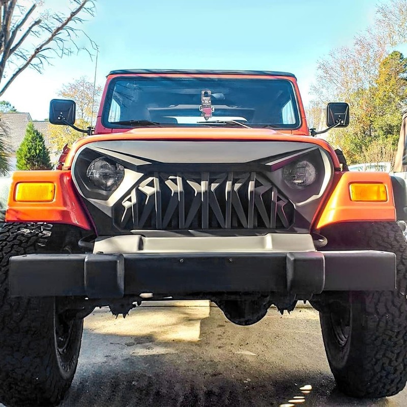 Front Shark Grille Compatible with Jeep Wrangler Rubicon Sahara Sport TJ 1997-20 gallery