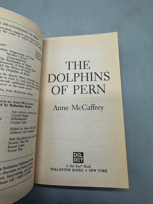 Anne McCaffrey The Dolphins Of Pern Paperback First Time In Print Book READ gallery