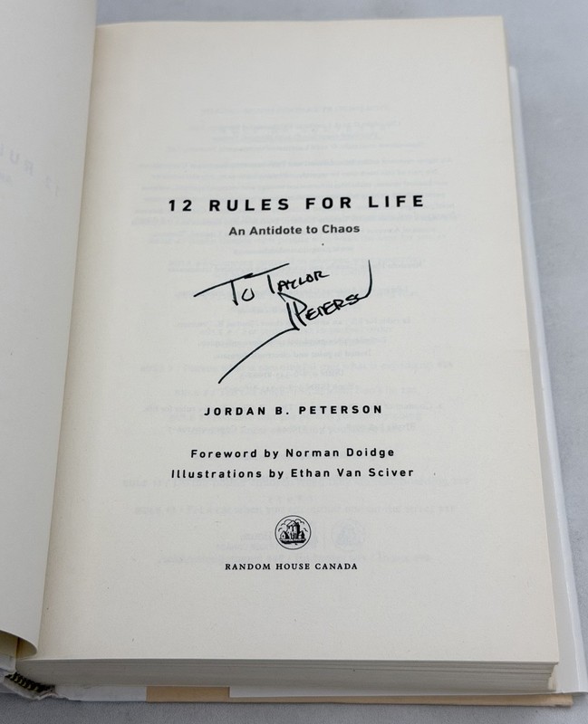 Jordan Peterson SIGNED INSCRIBED 12 Rules for Life Autographed HCDJ 1st Ed gallery