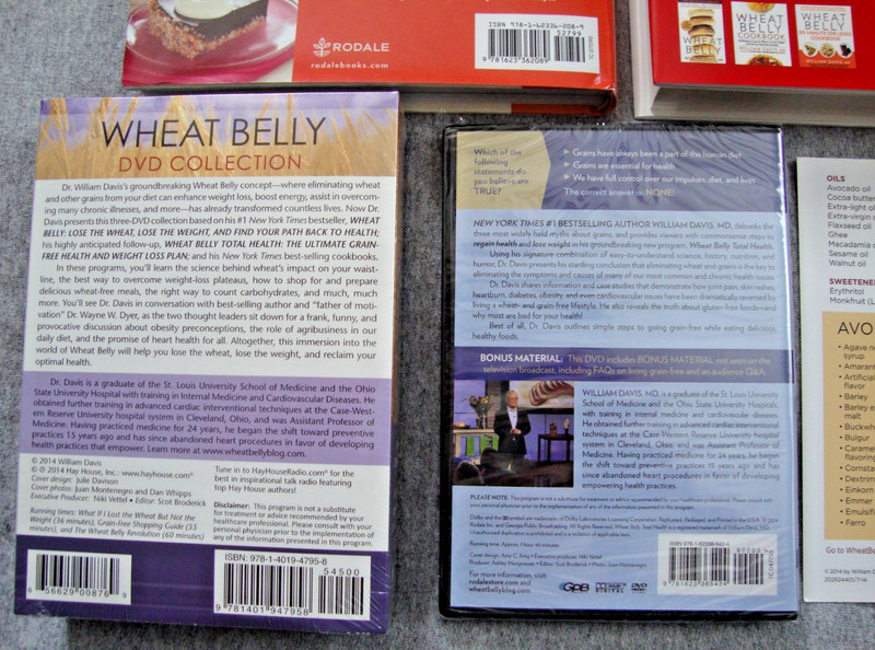 Lot of 4 Books DVDS Wheat Belly Cookbook Total Health Detox William Davis MD NEW gallery