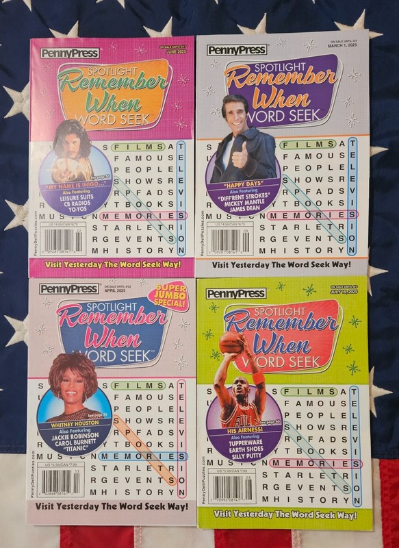 Lot of 4 Penny Press Word Search Seek Remember When Variety Movie Celebrity b