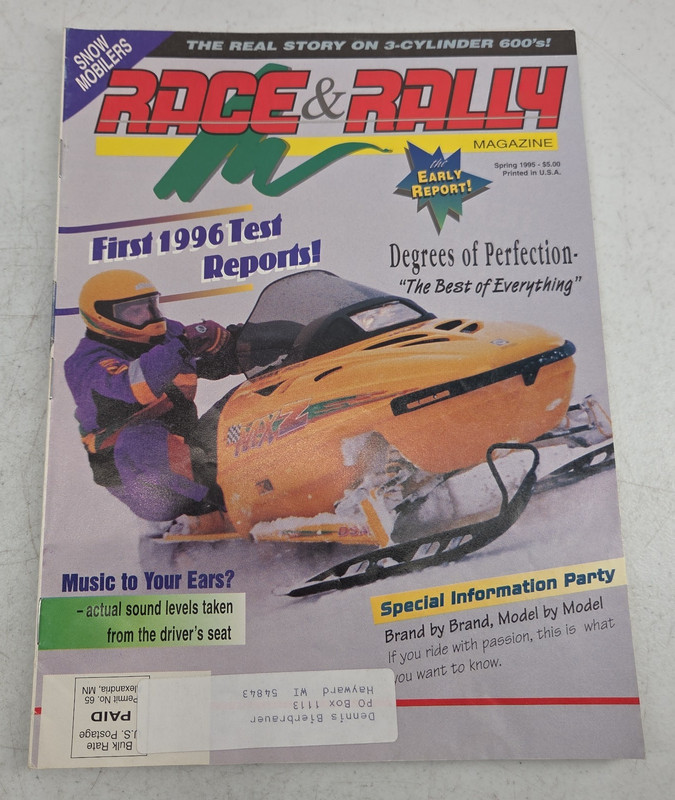 Snowmobilers Race & Rally Magazine Spring 1995 3 Cylinder 600 Snowmobile Story