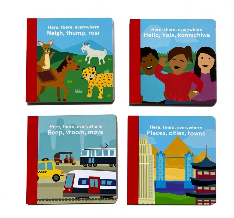 Here, There, Everywhere Set Of 4 Mini Board Books Chick-Fil-A 4 in The Kids Logo