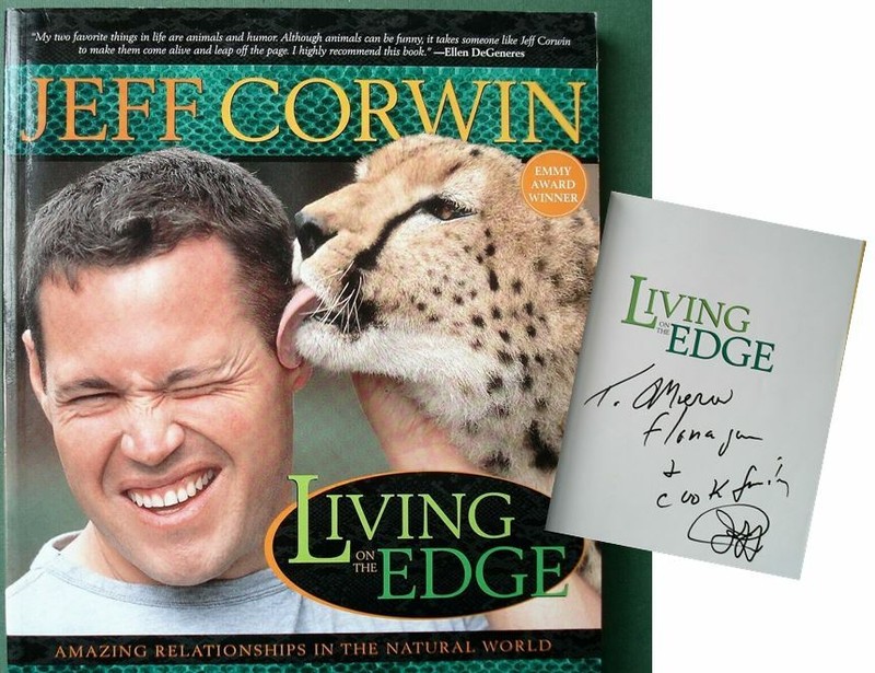 Jeff Corwin Signed Living on the Edge Book Softcover Naturalist TV Celebrity WOW