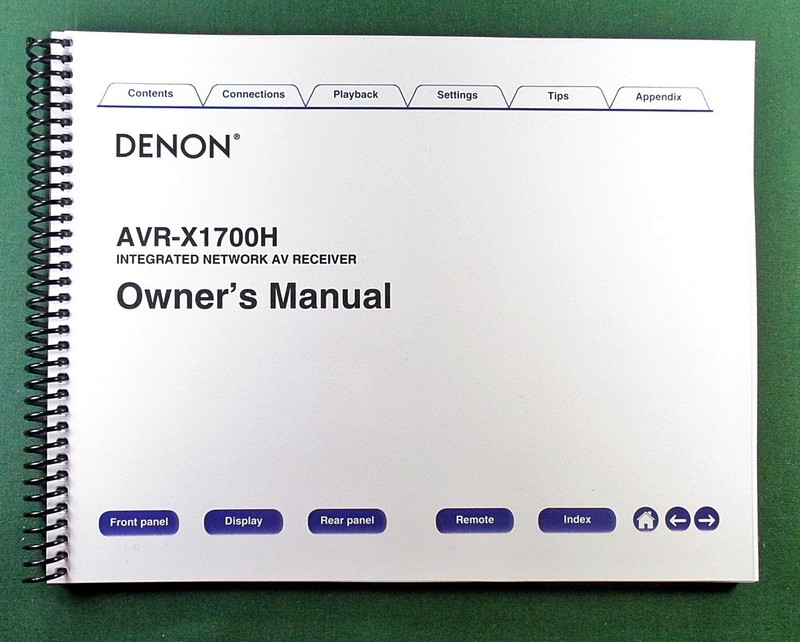 Denon AVR-X1700H Instruction Manual: Full Color 284 Pages & Protective Covers!