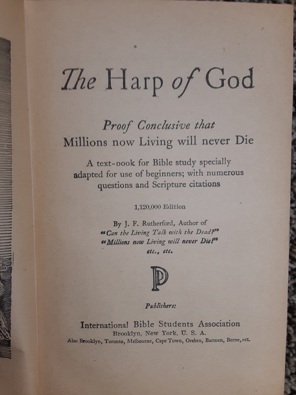 The Harp of God Antique 1921 HC By J F Rutherford Watch Tower Jehovah Witness gallery