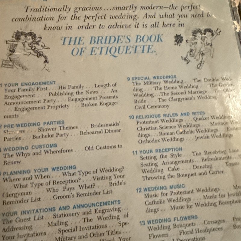 VTG Bride’s Book of Etiquette New & Revised Hardcover w/ Dust Jacket 1960s MCM gallery