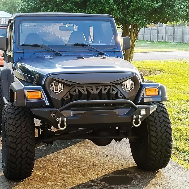 Front Shark Grille Compatible with Jeep Wrangler Rubicon Sahara Sport TJ 1997-20 gallery