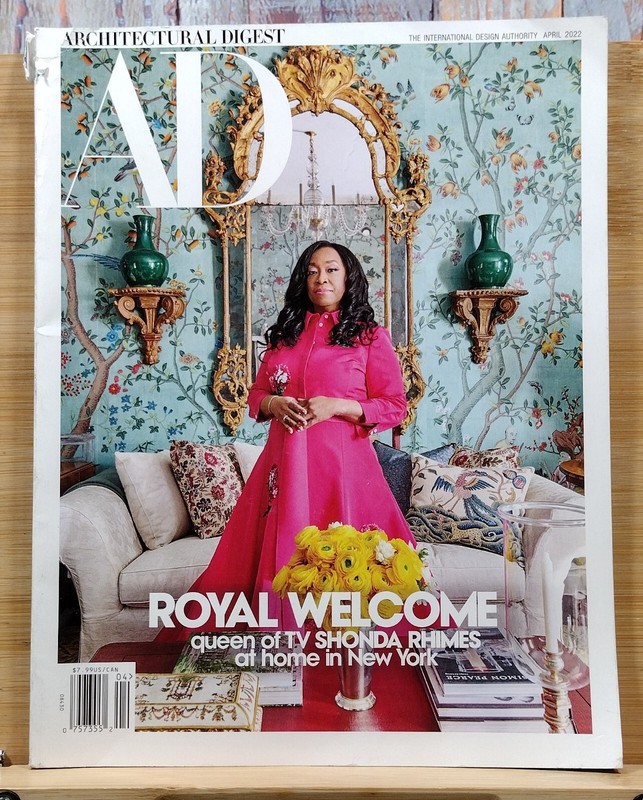 Architectural Digest APRIL 2022 Royal Welcome Queen of Tv Shonda Rhimes at Home