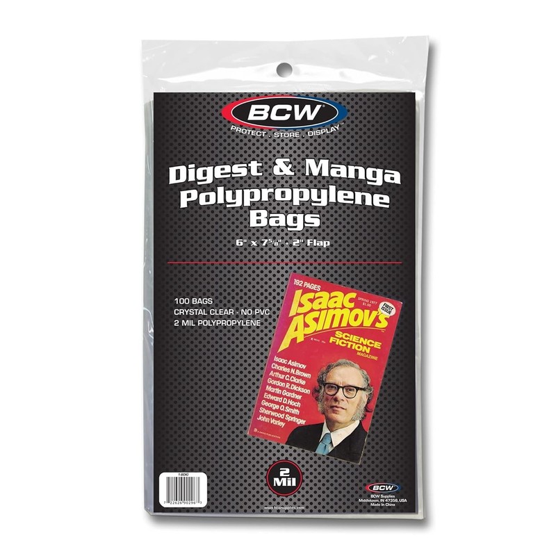 200 BCW Digest & Manga Clear Poly Bags Acid Free Safe Storage Holders 2 Mil DEAL gallery