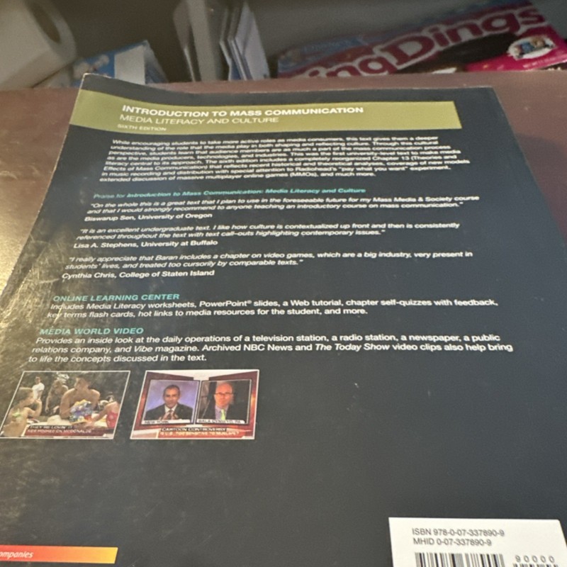 Introduction to Mass Communication Baran McGraw-Hill Hardcover Sixth Edition gallery