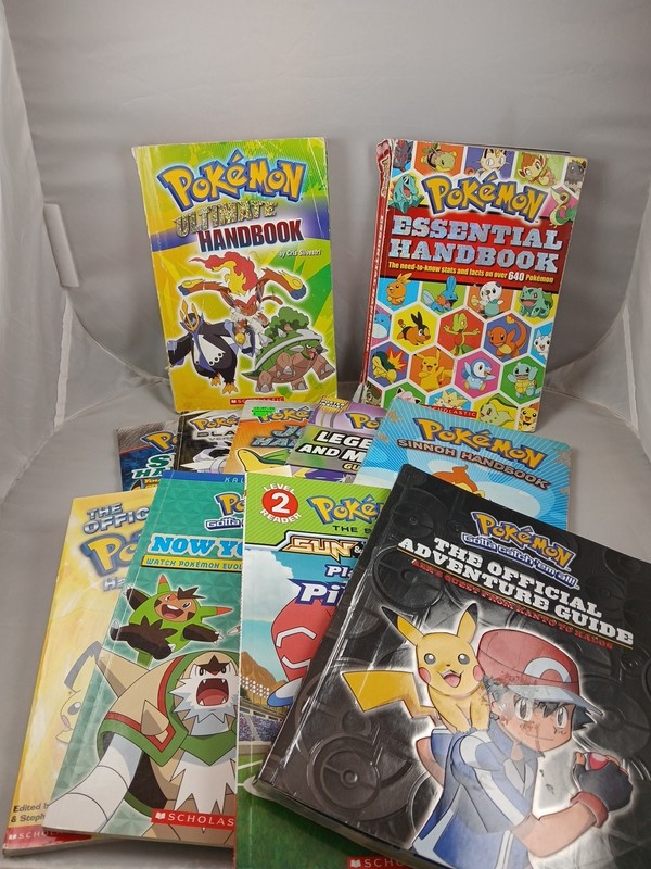 Lot Of 10 Pokemon Books-Official Guide Handbooks, Novels-Vintage