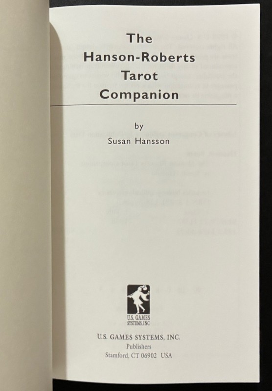 The Hanson-Roberts Tarot Companion By Susan Hansson 1998 Paperback Like N E W gallery