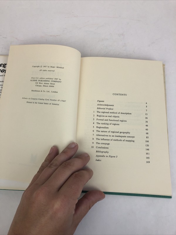 Regional Geography, Roger Minshull, Aldine Publishing Co., 1967, HC/DJ gallery