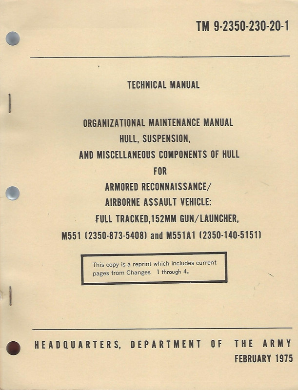 Historical book Armored Recon/Abn Vehicle, 152MM Gun, M551, Unit Maint