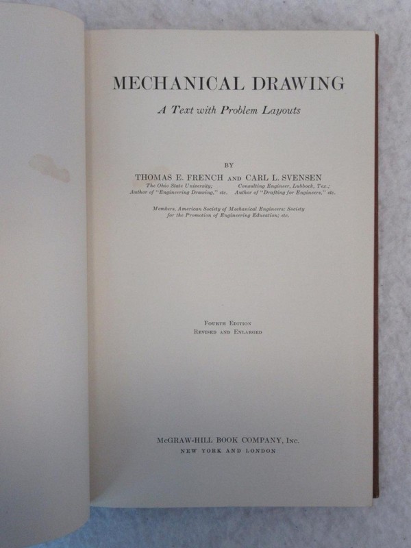 French & Svensen MECHANICAL DRAWING A TEXT WITH PROBLEM LAYOUTS 4TH Edition 1940 gallery