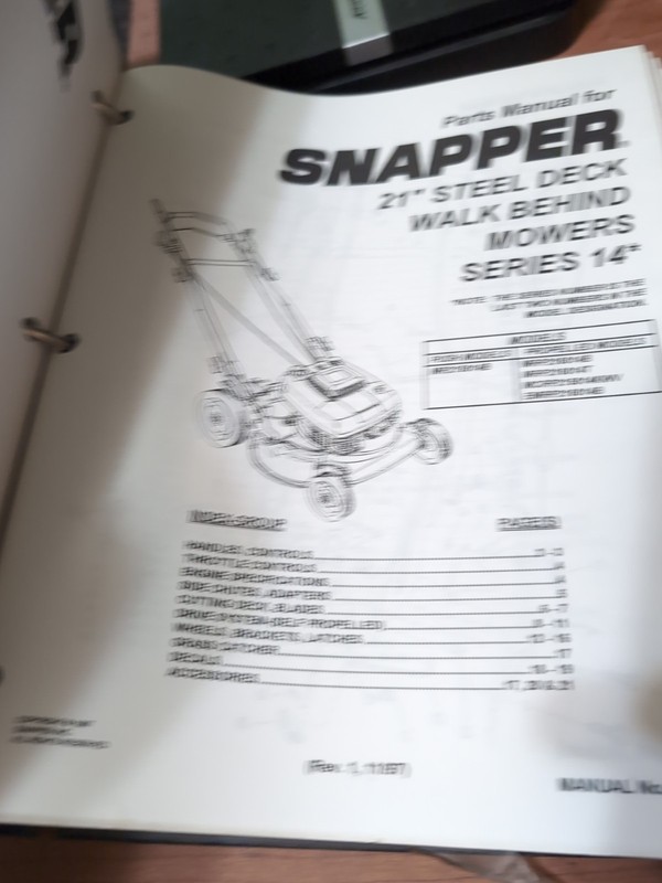 Snapper Lawnmower Parts List/Manual Binder: HC G ~1999 gallery
